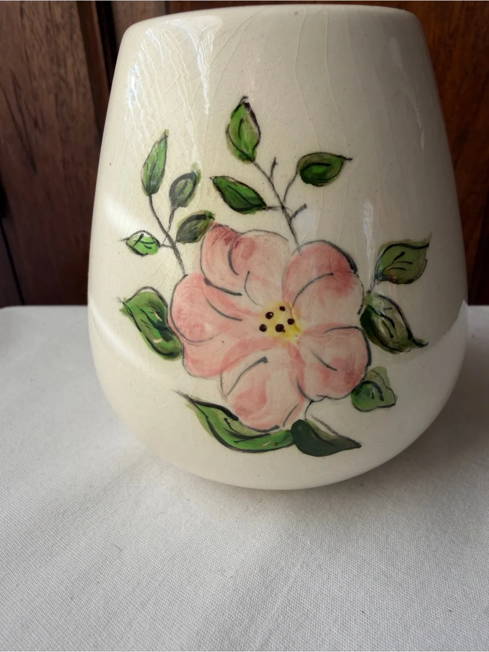 Vintage Signed Studio Pottery Bud Vase Pink Flower Handmade 1974